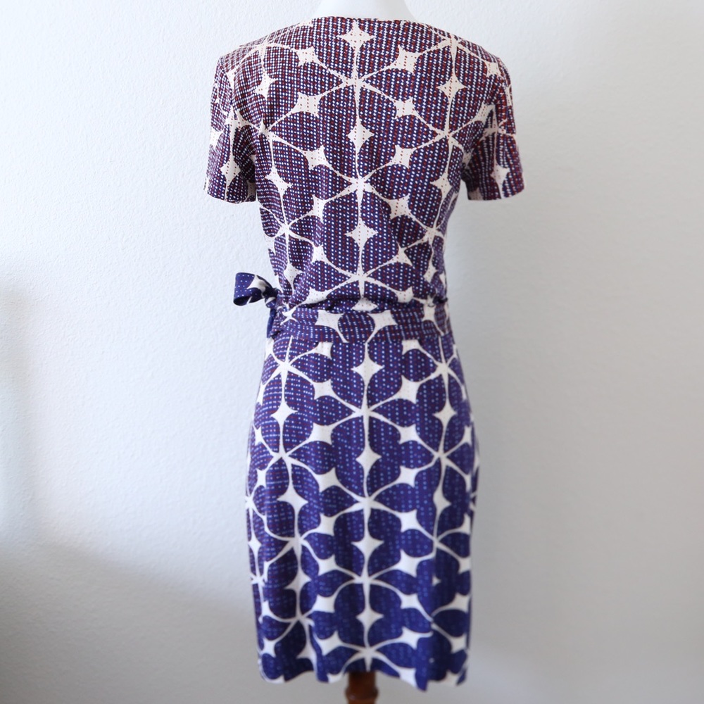 Diane von Furstenberg DvF Zoe Dress Blue White Size 4 - Picture 6 of 10